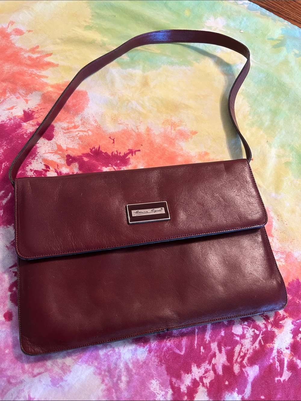 Vintage Etienne Aigner burgundy clutch purse